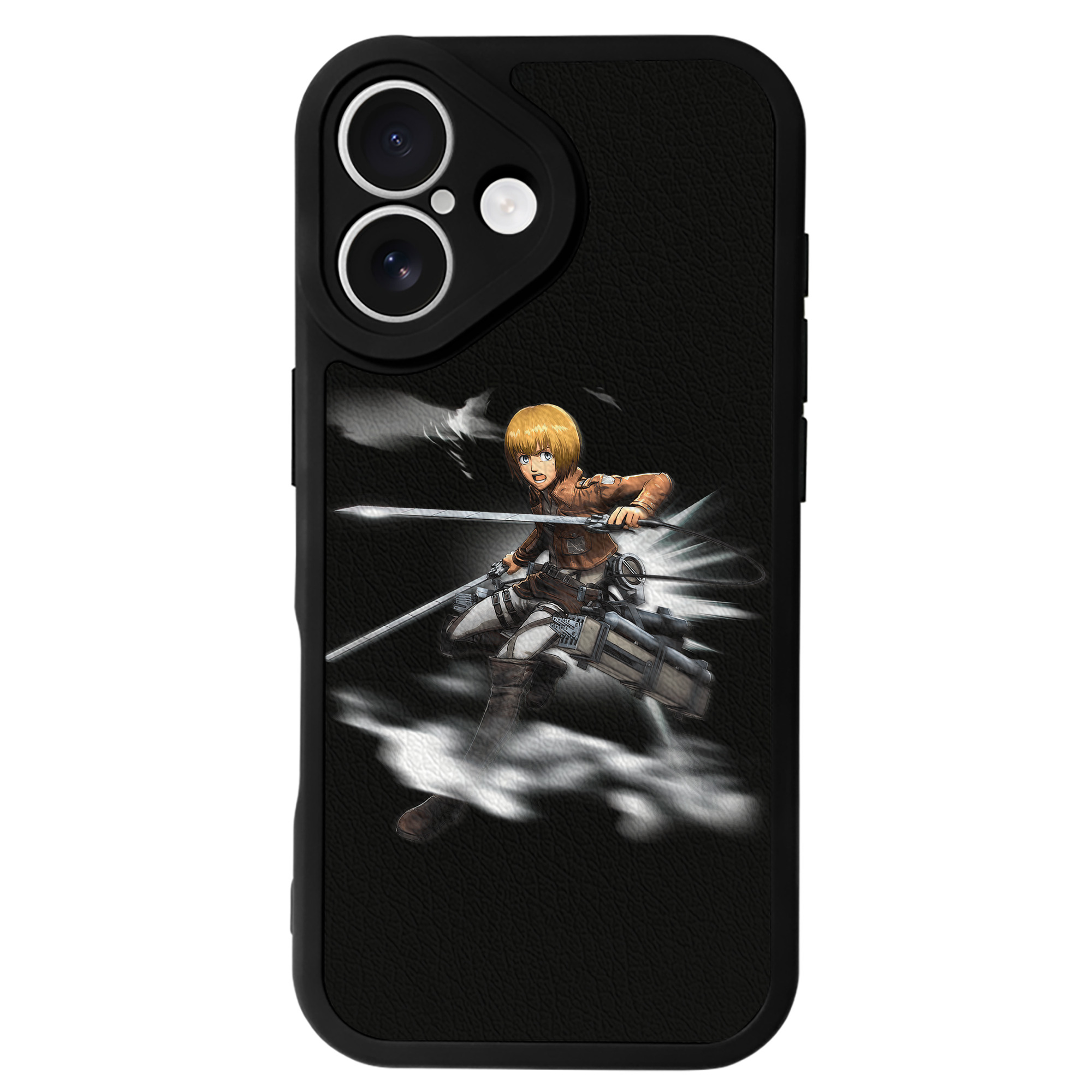 （画像用） 進撃の巨人 アルミン·アルレルト Attack on Titan Armin Arlert 【iPhone 16シリーズ対応】シリコンスマホケース（レザー調） 材質：シリコン